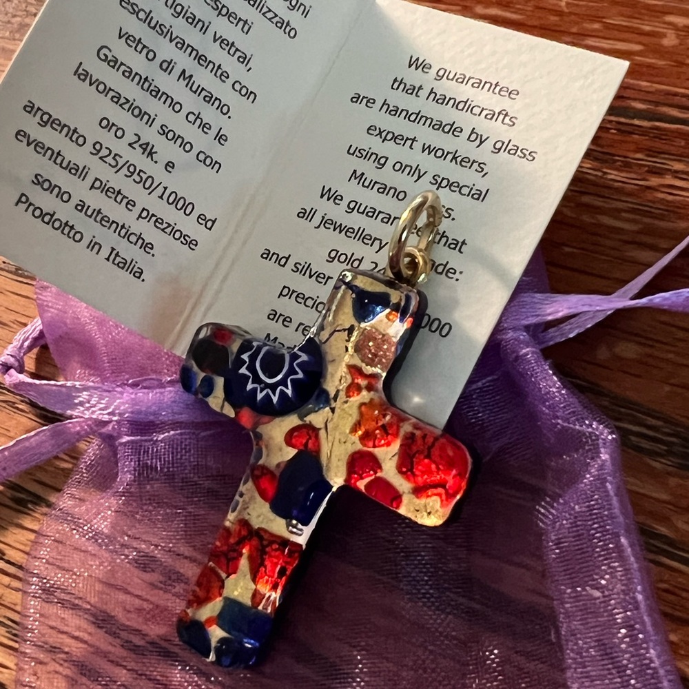 Murano handcrafted colorful glass cross NEW - Picture 3 of 4